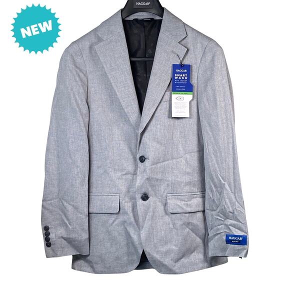 Haggar Suit Jacket Men's Size 36 R Smart Wash Performance Blazer Slim Fit Gray - Picture 1 of 11
